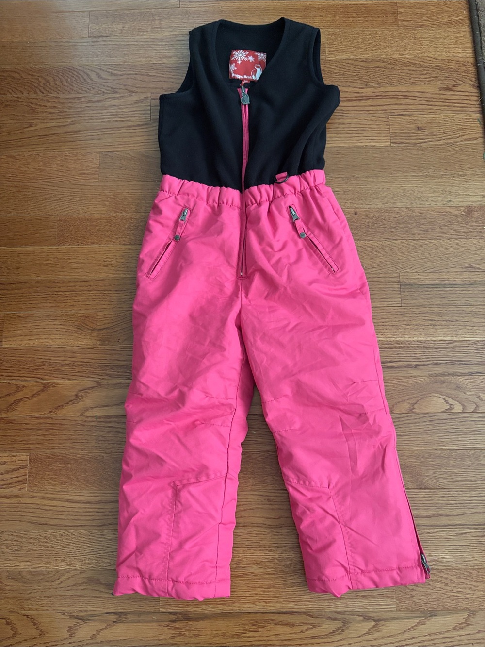 Rugged Bear Black and Hot Pink Girls Snow Bib Pants Kids size 5/6